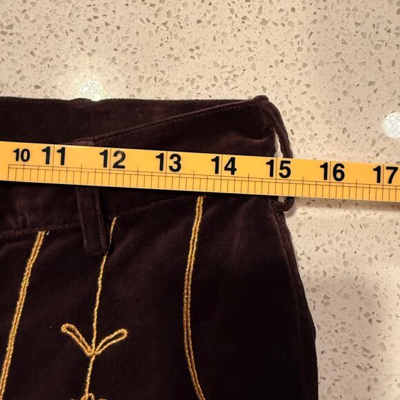 Chasing Unicorns Catch a Falling Star Purple Velvet Embroidered Flare Pants M - Picture 8 of 9